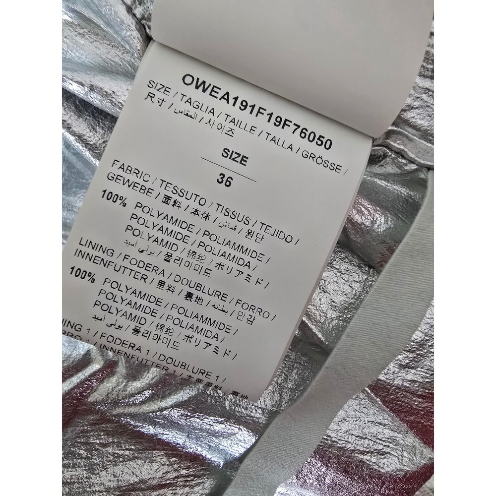 Off-White c/o Virgil Abloh Silver Metallic Long Puffer Coat Size S - Picture 8 of 8
